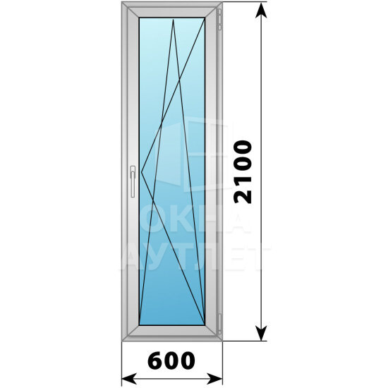 Деревянно-алюминиевая стеклянная балконная дверь 600×2100 ПО ОА-60256
