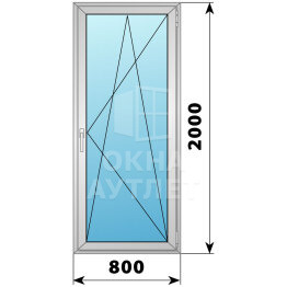 Деревянно-алюминиевая стеклянная балконная дверь 800×2000 ПО ОА-60709