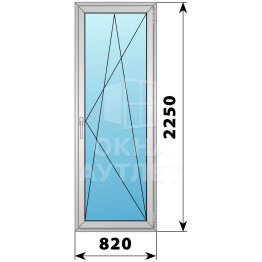 Деревянно-алюминиевая стеклянная балконная дверь 820×2250 ПО ОА-61003