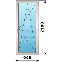 Деревянно-алюминиевая стеклянная балконная дверь 900×2100 ПО ОА-63304