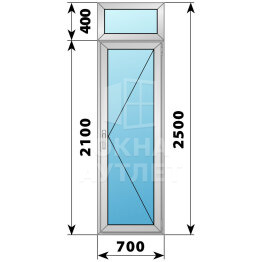 Деревянно-алюминиевая стеклянная балконная дверь с фрамугой 700×2500 П ОА-63040