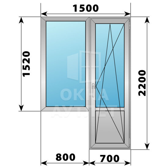 Деревянно-алюминиевый балконный блок 1500×2200 Тип 1 ОА-52247