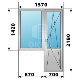 Деревянно-алюминиевый балконный блок 1570×2180 Тип 1 ОА-52703
