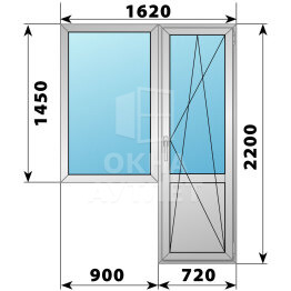 Деревянно-алюминиевый балконный блок 1620×2200 Тип 1 ОА-52742