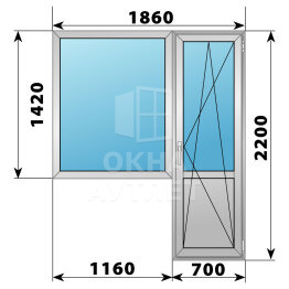 Деревянно-алюминиевый балконный блок 1860×2200 Тип 1 ОА-52817