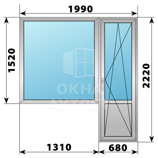 Деревянно-алюминиевый балконный блок 1990×2220 Тип 1 ОА-52922