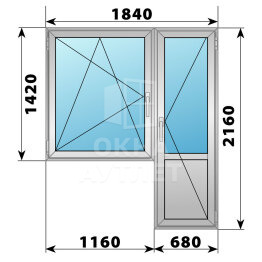 Деревянно-алюминиевый балконный блок 1840×2160 Тип 3 ОА-52970