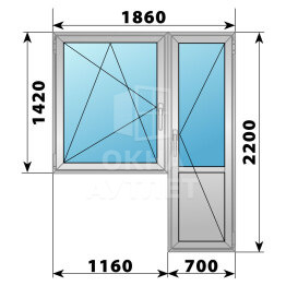 Деревянно-алюминиевый балконный блок 1860×2200 Тип 3 ОА-52994