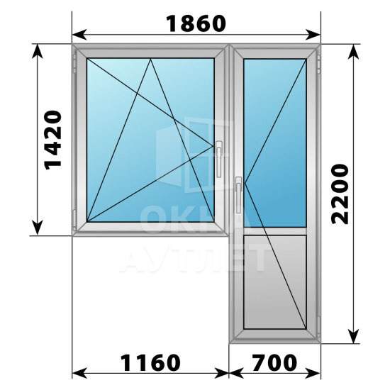 Деревянно-алюминиевый балконный блок 1860×2200 Тип 3 ОА-52994