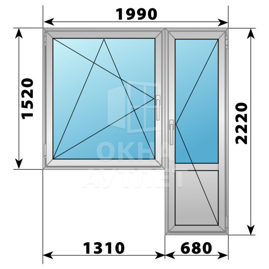 Деревянно-алюминиевый балконный блок 1990×2220 Тип 3 ОА-53078