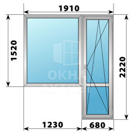 Деревянно-алюминиевый балконный блок 1910×2220 Тип 4 ОА-52850