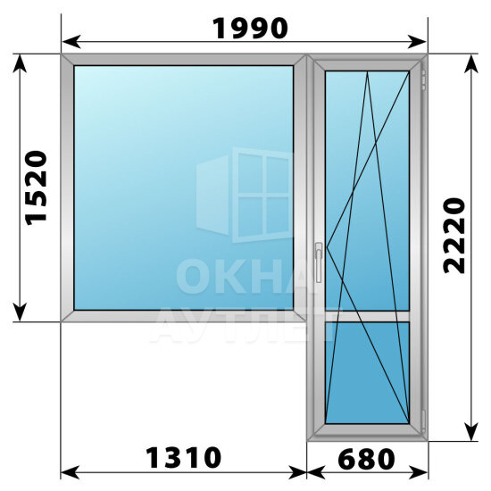 Деревянно-алюминиевый балконный блок 1990×2220 Тип 4 ОА-52898