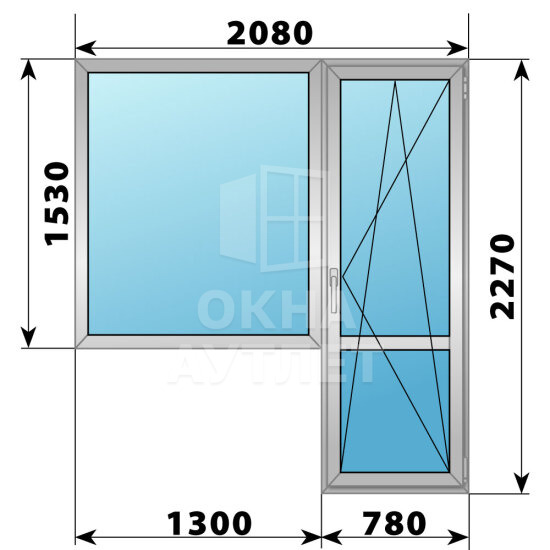 Деревянно-алюминиевый балконный блок 2080×2270 Тип 4 ОА-52973