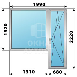 Деревянно-алюминиевый балконный блок 1990×2220 Тип 6 ОА-52871
