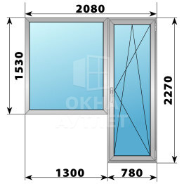 Деревянно-алюминиевый балконный блок 2080×2270 Тип 6 ОА-52952
