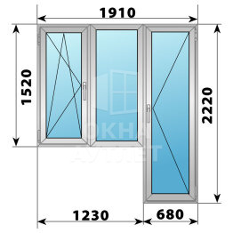 Деревянно-алюминиевый балконный блок 1910×2220 Тип 7 ОА-53075