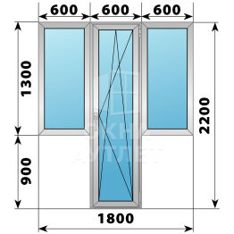Деревянно-алюминиевый Т-образный балконный блок 1800×2200 Тип 3 ОА-52691