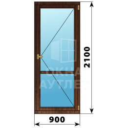 Деревянная дверь с импостом 900×2100 дуб ОА-33456