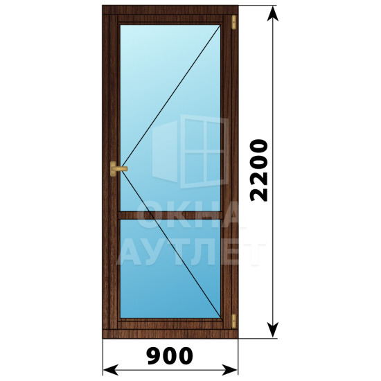 Деревянная дверь с импостом 900×2200 дуб ОА-33465