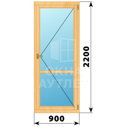 Деревянная дверь с импостом 900×2200 сосна ОА-33402