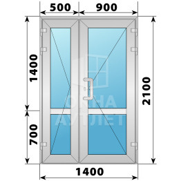 Холодная алюминиевая дверь 1400×2100 ОА-33162
