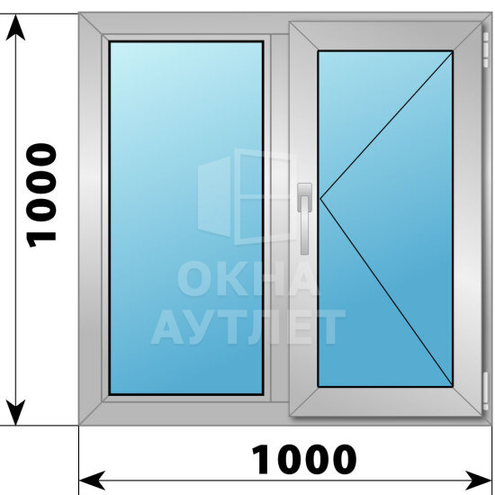 Двухстворчатое алюминиевое окно 1000×1000 Г-П ОА-54286