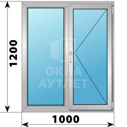 Двухстворчатое алюминиевое окно 1000×1200 Г-П ОА-54460