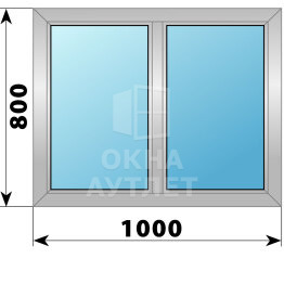 Двухстворчатое алюминиевое окно 1000×800 Г-Г ОА-53833