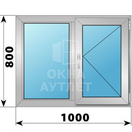 Двухстворчатое алюминиевое окно 1000×800 Г-П ОА-54148