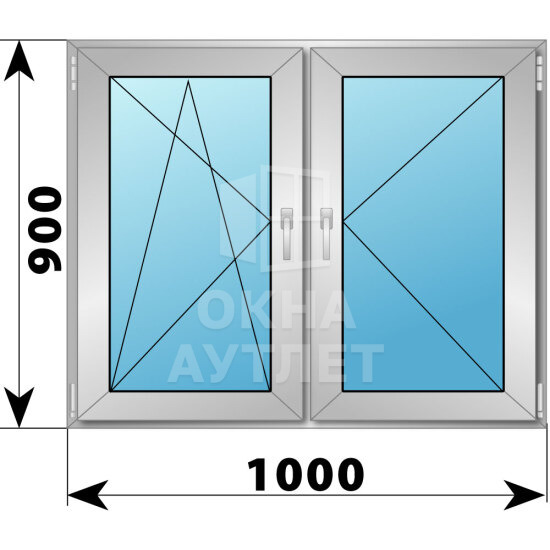Двухстворчатое алюминиевое окно 1000×900 ПО-П ОА-54841