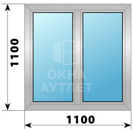 Двухстворчатое алюминиевое окно 1100×1100 Г-Г ОА-53980