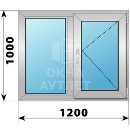 Двухстворчатое алюминиевое окно 1200×1000 Г-П ОА-54382