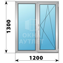 Двухстворчатое алюминиевое окно 1200×1300 Г-ПО ОА-54601