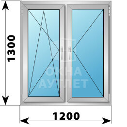 Двухстворчатое алюминиевое окно 1200×1300 ПО-П ОА-54943