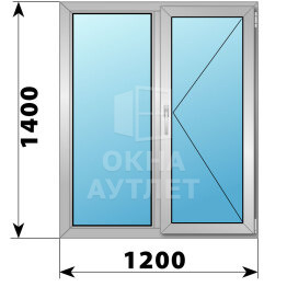 Двухстворчатое алюминиевое окно 1200×1400 Г-П ОА-54589