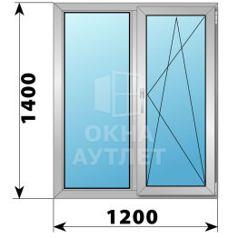 Двухстворчатое алюминиевое окно 1200×1400 Г-ПО ОА-54661