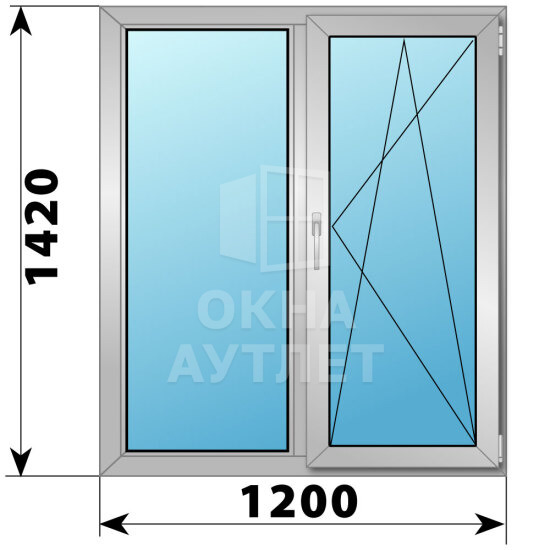 Двухстворчатое алюминиевое окно 1200×1420 Г-ПО ОА-54664