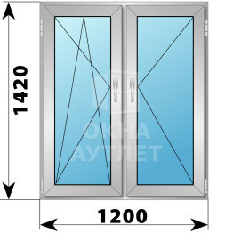 Двухстворчатое алюминиевое окно 1200×1420 ПО-П ОА-54970