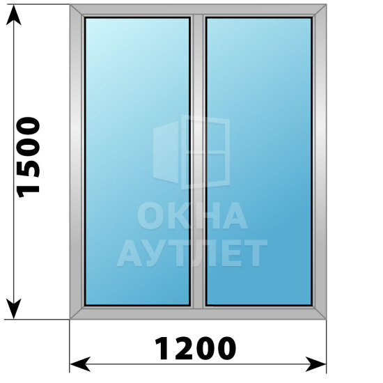 Двухстворчатое алюминиевое окно 1200×1500 Г-Г ОА-54160