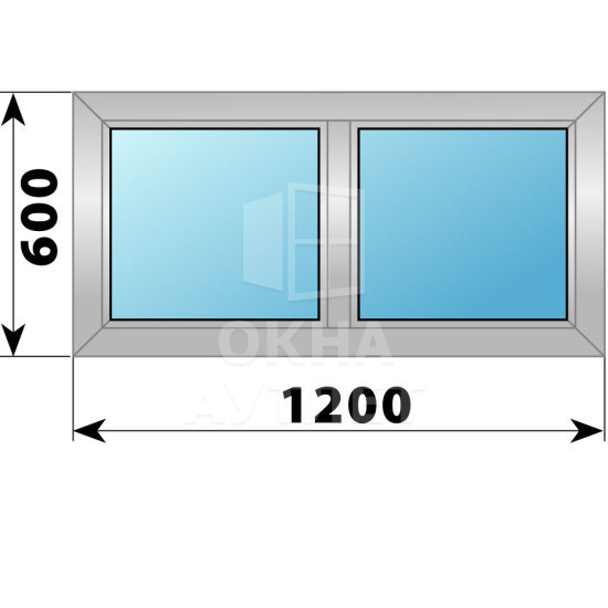 Двухстворчатое алюминиевое окно 1200×600 Г-Г ОА-53809