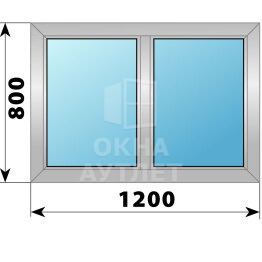 Двухстворчатое алюминиевое окно 1200×800 Г-Г ОА-53890