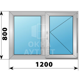 Двухстворчатое алюминиевое окно 1200×800 Г-П ОА-54223