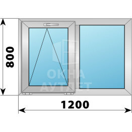 Двухстворчатое алюминиевое окно 1200×800 О-Г ОА-54304