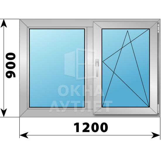 Двухстворчатое алюминиевое окно 1200×900 Г-ПО ОА-54403