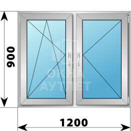 Двухстворчатое алюминиевое окно 1200×900 ПО-П ОА-54868