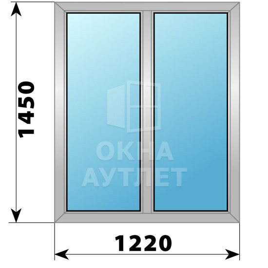 Двухстворчатое алюминиевое окно 1220×1450 Г-Г ОА-54130