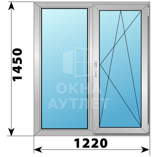 Двухстворчатое алюминиевое окно 1220×1450 Г-ПО ОА-54691