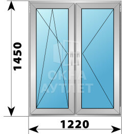 Двухстворчатое алюминиевое окно 1220×1450 ПО-П ОА-54985