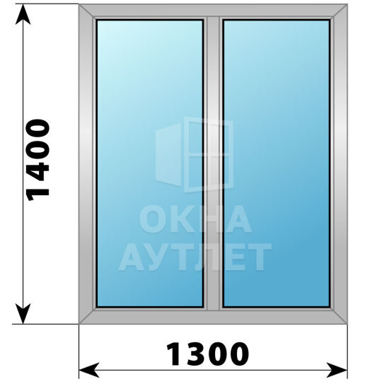 Двухстворчатое алюминиевое окно 1300×1400 Г-Г ОА-54163
