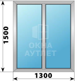 Двухстворчатое алюминиевое окно 1300×1500 Г-Г ОА-54229